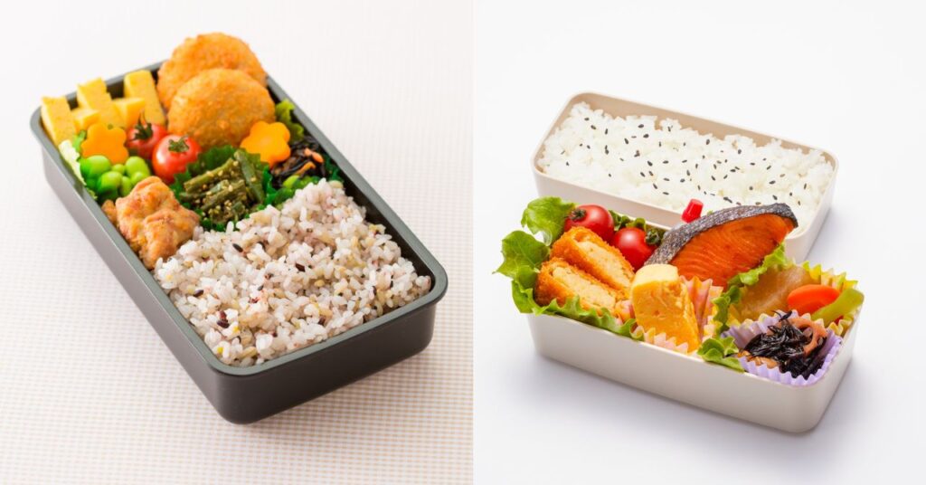 男性向けお弁当箱の一段タイプと二段タイプの比較イメージ
