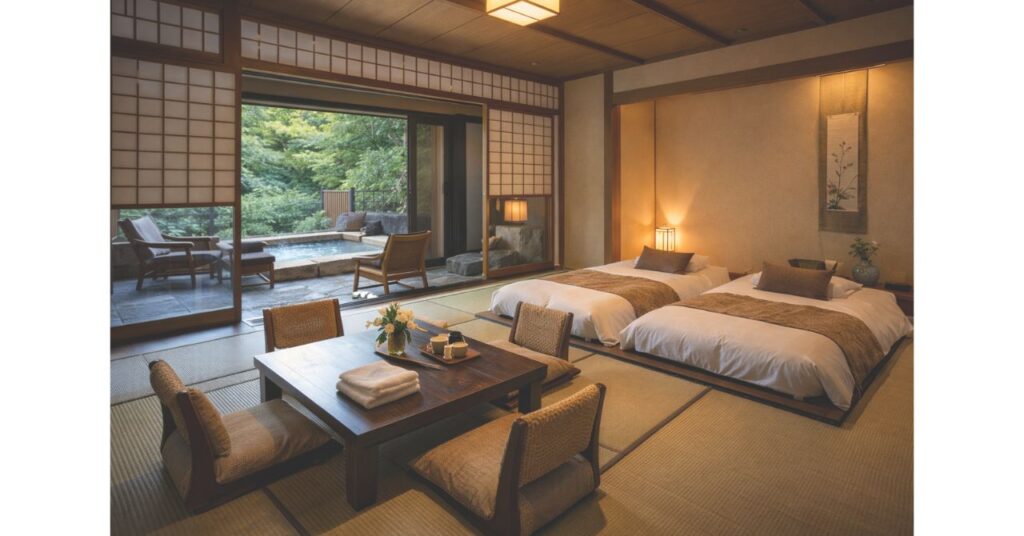 0代女性が落ち着いて過ごせる温泉旅館の客室