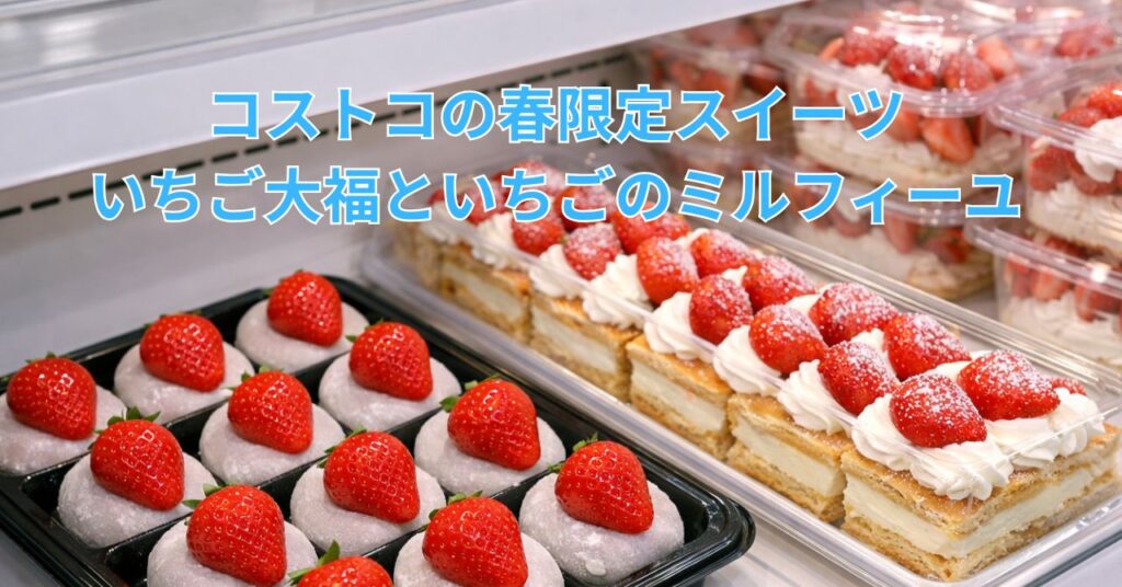 コストコの春限定スイーツ・いちご大福といちごのミルフィーユ