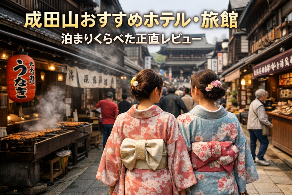 成田山新勝寺の正門前に佇む旅館・若松本店の外観