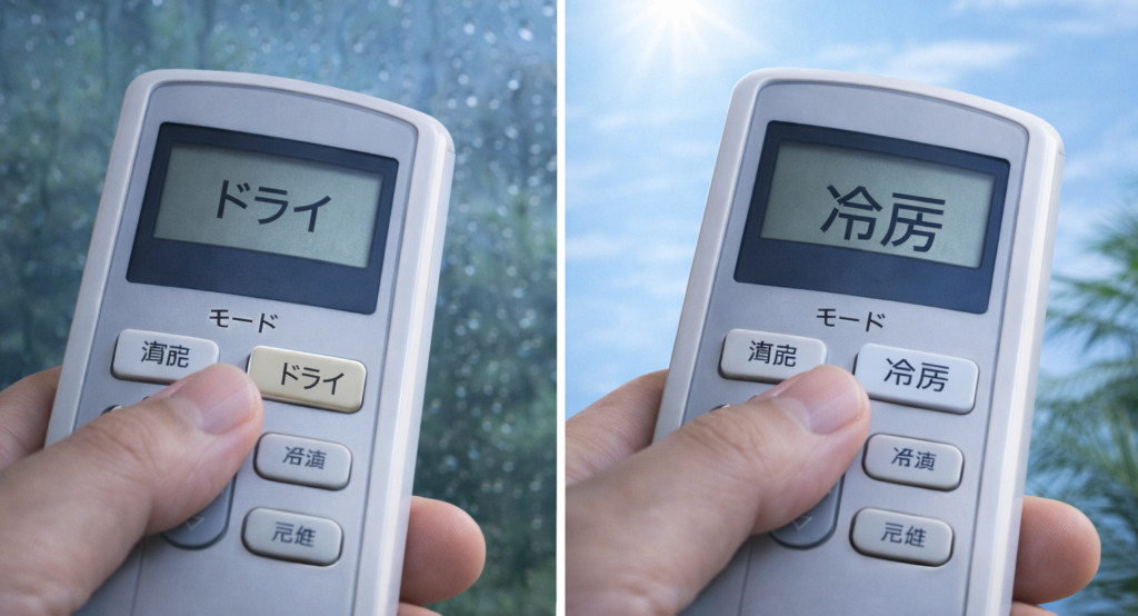 熱帯夜のエアコンはドライより冷房が正解｜梅雨はドライ・夏は冷房の使い分け方