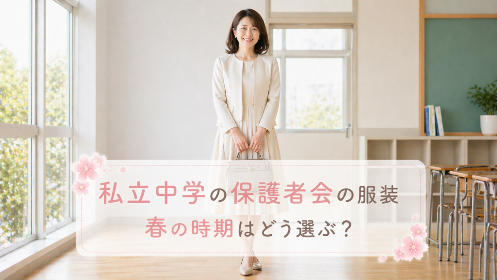 私立中学の保護者会の服装　春　ワンピースとジャケットのコーデ