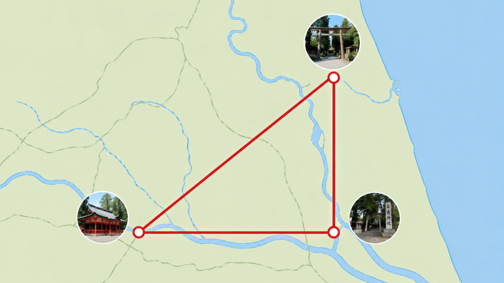 東国三社巡り地図｜鹿島神宮・息栖神社・香取神宮の位置関係