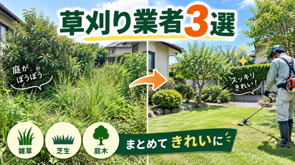 草刈り業者おすすめ3選｜雑草・芝生・庭木をまとめてきれいにするイメージ